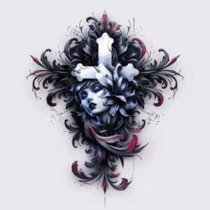 cross-with-halo – tattoo design ideas free ai generated – neotraditional-clean-fill – for-wrist – Gallery: crosses-inkby-ai