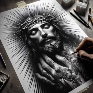 cross-with-halo – tattoo design ideas free ai generated – realism-smooth-complexion – for-spine – Gallery: crosses-inkby-ai