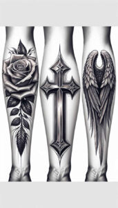 cross-with-halo – tattoo design ideas free ai generated – surrealism-blurred-edges – for-back-shoulder – Gallery: crosses-inkby-ai