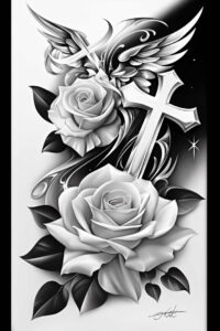 cross-with-light – tattoo design ideas free ai generated – neotraditional-clean-fill – for-wrist – Gallery: crosses-inkby-ai