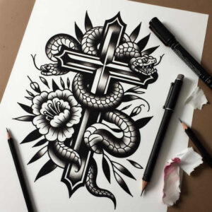 cross-with-light – tattoo design ideas free ai generated – realism-inner-glow – for-upper-shoulder – Gallery: crosses-inkby-ai