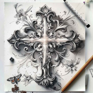 cross-with-light – tattoo design ideas free ai generated – surrealism-phantasm – for-shoulder-blade – Gallery: crosses-inkby-ai