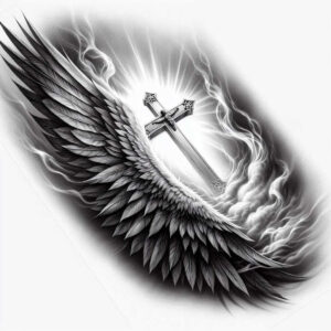 cross-with-lines – tattoo design ideas free ai generated – neotraditional-subtle-highlights – for-elbow – Gallery: crosses-inkby-ai