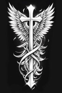 cross-with-shadow – tattoo design ideas free ai generated – neotraditional-rich-shading – for-upper-arm – Gallery: crosses-inkby-ai