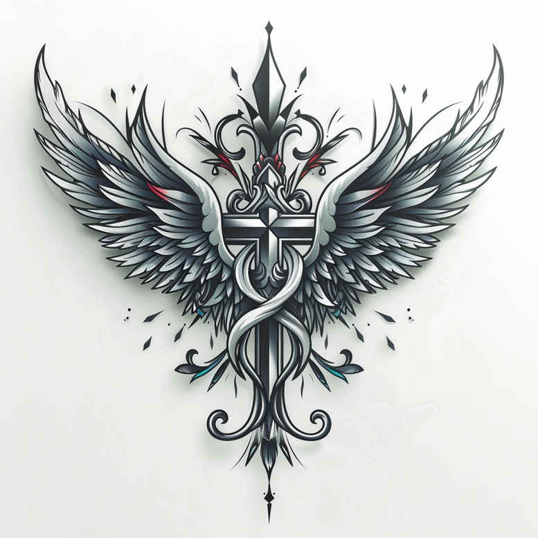 cross-with-stars – tattoo design ideas free ai generated – realism-photo-ink – for-stomach – Gallery: crosses-inkby-ai