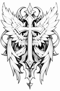 cross-with-symbol – tattoo design ideas free ai generated – neotraditional-bold-highlights – for-outer-arm – Gallery: crosses-inkby-ai