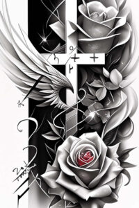 cross-with-zircons – tattoo design ideas free ai generated – surrealism-spectral-hues – for-arm – Gallery: crosses-inkby-ai
