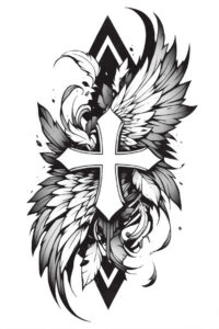 decorative-cross-tattoo – tattoo design ideas free ai generated – realism-smooth-gradients – for-scapula – Gallery: crosses-inkby-ai