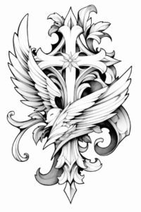delicate-cross-tattoo – tattoo design ideas free ai generated – neotraditional-refined-lines – for-lower-arm – Gallery: crosses-inkby-ai