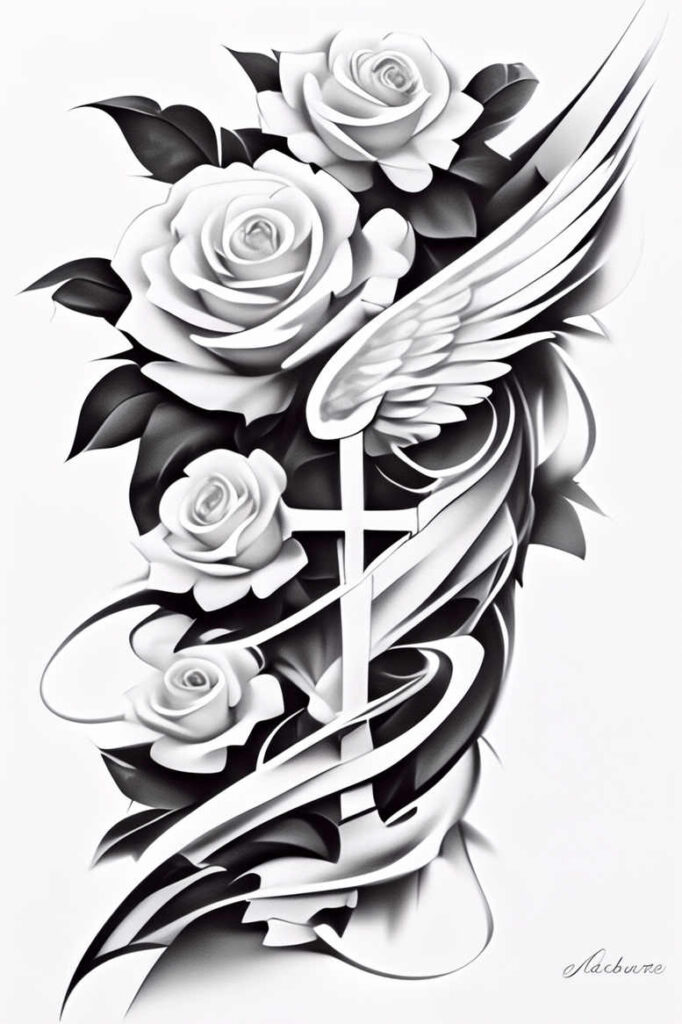 detailed-cross-tattoo – tattoo design ideas free ai generated – neotraditional-classic-composition – for-chest – Gallery: crosses-inkby-ai