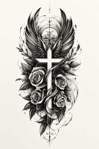 geometric-cross-tattoo – tattoo design ideas free ai generated – realism-shadow-realism – for-inner-arm – Gallery: crosses-inkby-ai