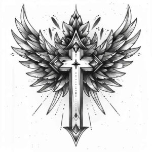 geometric-cross-tattoo – tattoo design ideas free ai generated – surrealism-shifting-shapes – for-forearm – Gallery: crosses-inkby-ai