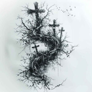 glowing-cross-tattoo – tattoo design ideas free ai generated – neotraditional-layered-inks – for-lower-arm – Gallery: crosses-inkby-ai