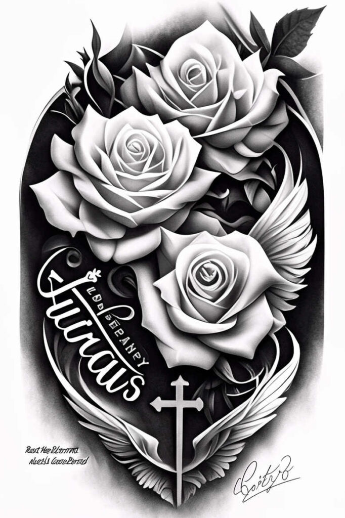 glowing-cross-tattoo – tattoo design ideas free ai generated – neotraditional-sharp-edges – for-full-back – Gallery: crosses-inkby-ai