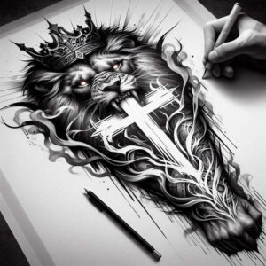 glowing-cross-tattoo – tattoo design ideas free ai generated – realism-glowing-edges – for-knee – Gallery: crosses-inkby-ai