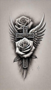 glowing-cross-tattoo – tattoo design ideas free ai generated – surrealism-metamorphosis – for-side – Gallery: crosses-inkby-ai