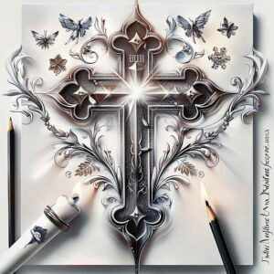 gothic-cross-tattoo – tattoo design ideas free ai generated – realism-hyper-realistic – for-upper-chest – Gallery: crosses-inkby-ai