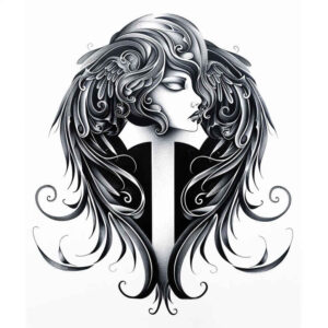 latin-cross-tattoo – tattoo design ideas free ai generated – neotraditional-smooth-gradients – for-temple – Gallery: crosses-inkby-ai