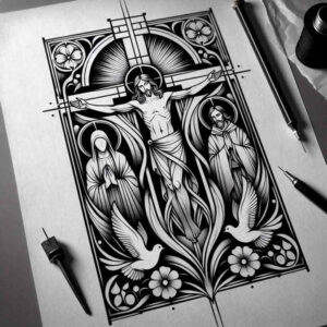 maltese-cross-tattoo – tattoo design ideas free ai generated – neotraditional-bold-highlights – for-foot – Gallery: crosses-inkby-ai
