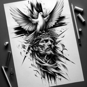 minimalist-cross-ink – tattoo design ideas free ai generated – realism-refined-lines – for-calf – Gallery: crosses-inkby-ai