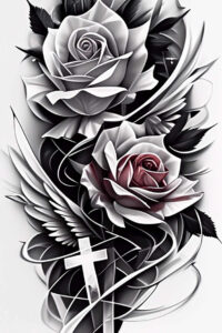 neck-cross-tattoo – tattoo design ideas free ai generated – neotraditional-vivid-detail – for-forearm – Gallery: crosses-inkby-ai