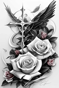 neck-cross-tattoo – tattoo design ideas free ai generated – neotraditional-vivid-detail – for-side – Gallery: crosses-inkby-ai