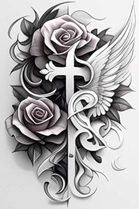 ornamental-cross-ink – tattoo design ideas free ai generated – neotraditional-fine-detail – for-knee – Gallery: crosses-inkby-ai
