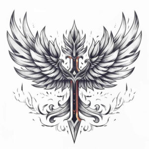 peace-cross-tattoo – tattoo design ideas free ai generated – surrealism-fluid-forms – for-forearm – Gallery: crosses-inkby-ai