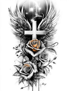 peace-cross-tattoo – tattoo design ideas free ai generated – surrealism-hyperreal – for-wrist-side – Gallery: crosses-inkby-ai