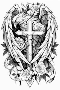 prayer-cross-tattoo – tattoo design ideas free ai generated – realism-portrait-realism – for-lower-thigh – Gallery: crosses-inkby-ai