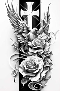 religious-cross-tattoo – tattoo design ideas free ai generated – surrealism-phantom – for-heel – Gallery: crosses-inkby-ai