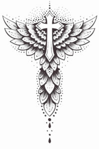 religious-symbol-tattoo – tattoo design ideas free ai generated – surrealism-hallucinogenic – for-back – Gallery: crosses-inkby-ai