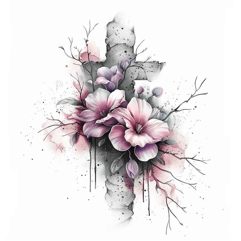 religious-symbol-tattoo – tattoo design ideas free ai generated – surrealism-imaginative – for-upper-arm – Gallery: crosses-inkby-ai