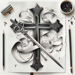 sacred-cross-tattoo – tattoo design ideas free ai generated – neotraditional-artistic-flair – for-hand – Gallery: crosses-inkby-ai