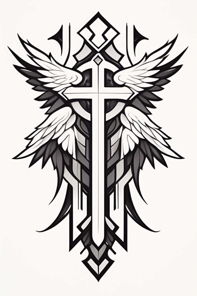 sacred-cross-tattoo – tattoo design ideas free ai generated – realism-photorealistic-drawing – for-nape – Gallery: crosses-inkby-ai