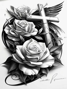 sacred-cross-tattoo – tattoo design ideas free ai generated – surrealism-whimsical – for-wrist-side – Gallery: crosses-inkby-ai