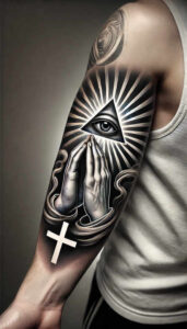 shaded-cross-tattoo – tattoo design ideas free ai generated – neotraditional-enhanced-color – for-nape – Gallery: crosses-inkby-ai