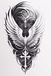 shaded-cross-tattoo – tattoo design ideas free ai generated – realism-high-resolution-tattoo – for-thigh – Gallery: crosses-inkby-ai