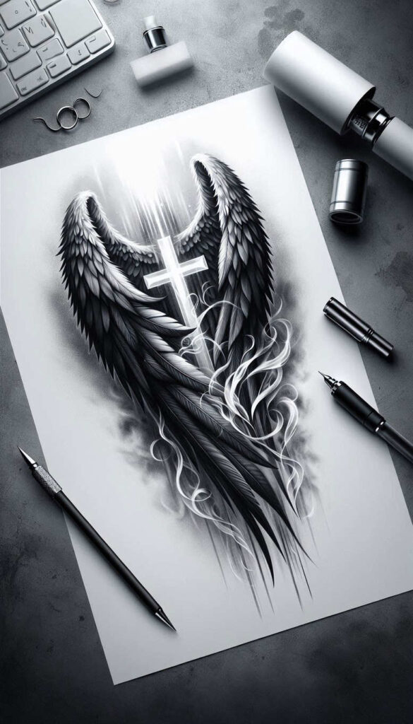 crosses tattoo design ideas Surrealism bizarre abstract for upper chest