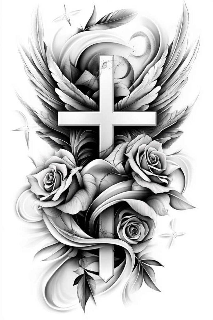 crosses tattoo design ideas Neotraditional balanced tones ancient stands for strength