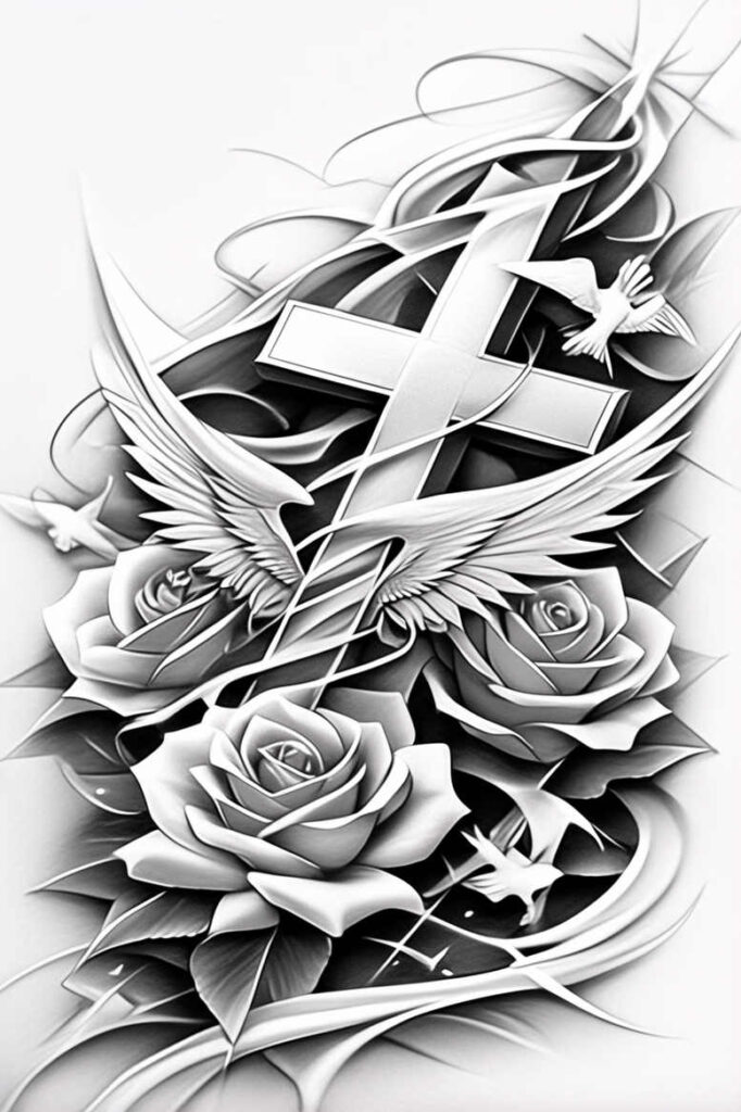 crosses tattoo design ideas hyperrealistic artistic for back