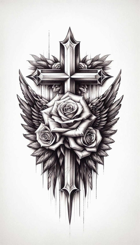 crosses tattoo design ideas line-art bold contrast for elbow