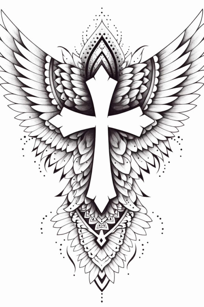 crosses tattoo design ideas Realism transparent layer bold contrast for ribs