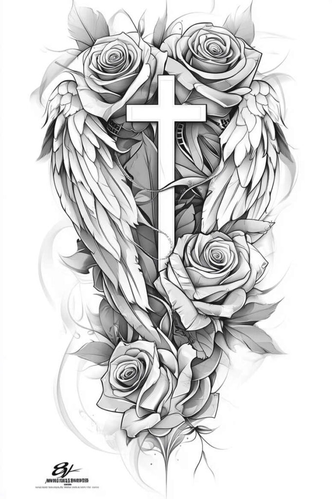 crosses tattoo design ideas bokeh bold contrast for upper thigh