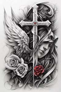 crosses tattoo design ideas Surrealism unreal bold outlines represents strength