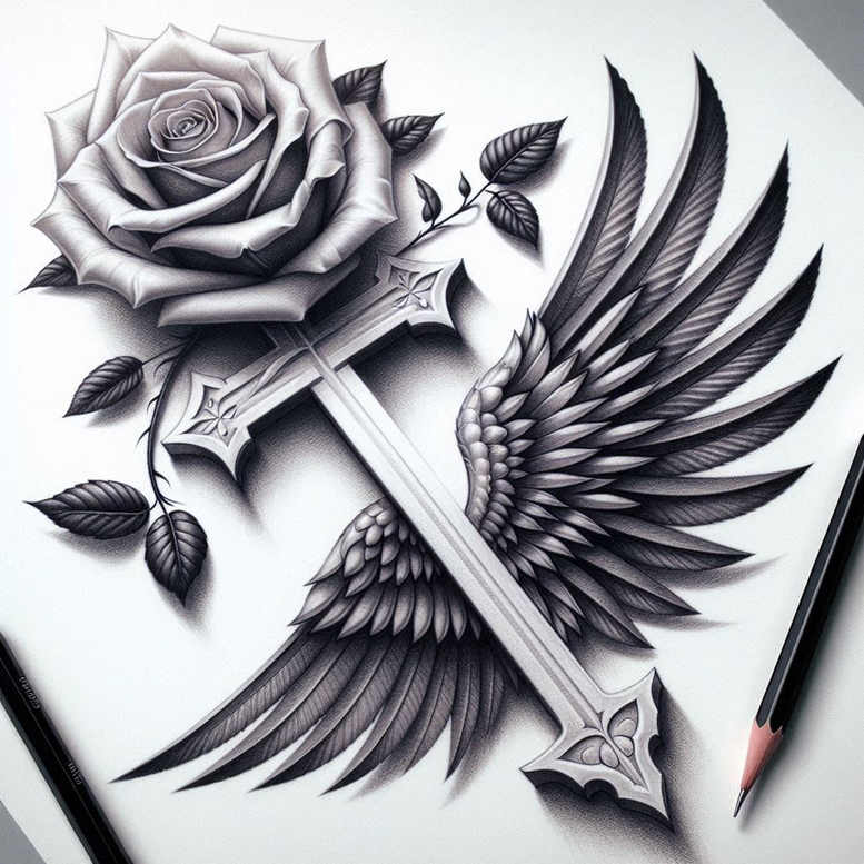 crosses tattoo design ideas Realism realistic structure bold outlines symbol of perseverance