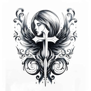 crosses tattoo design ideas Surrealism melting forms bold outlines symbolising endurance