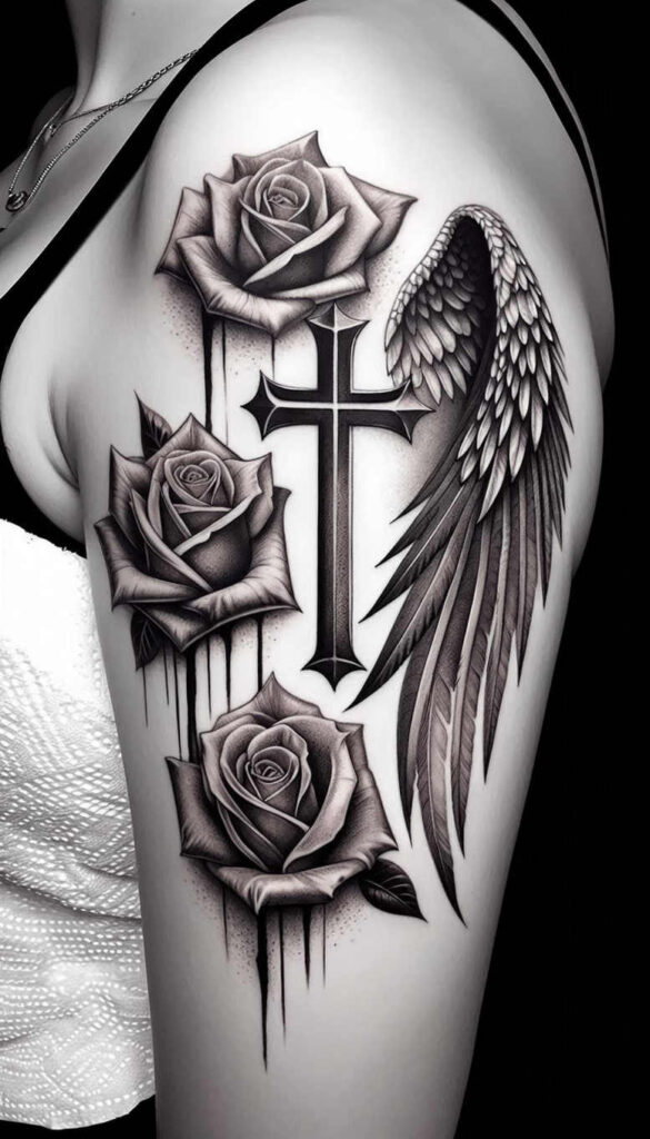 crosses tattoo design ideas Surrealism melted shapes Celtic for temple
