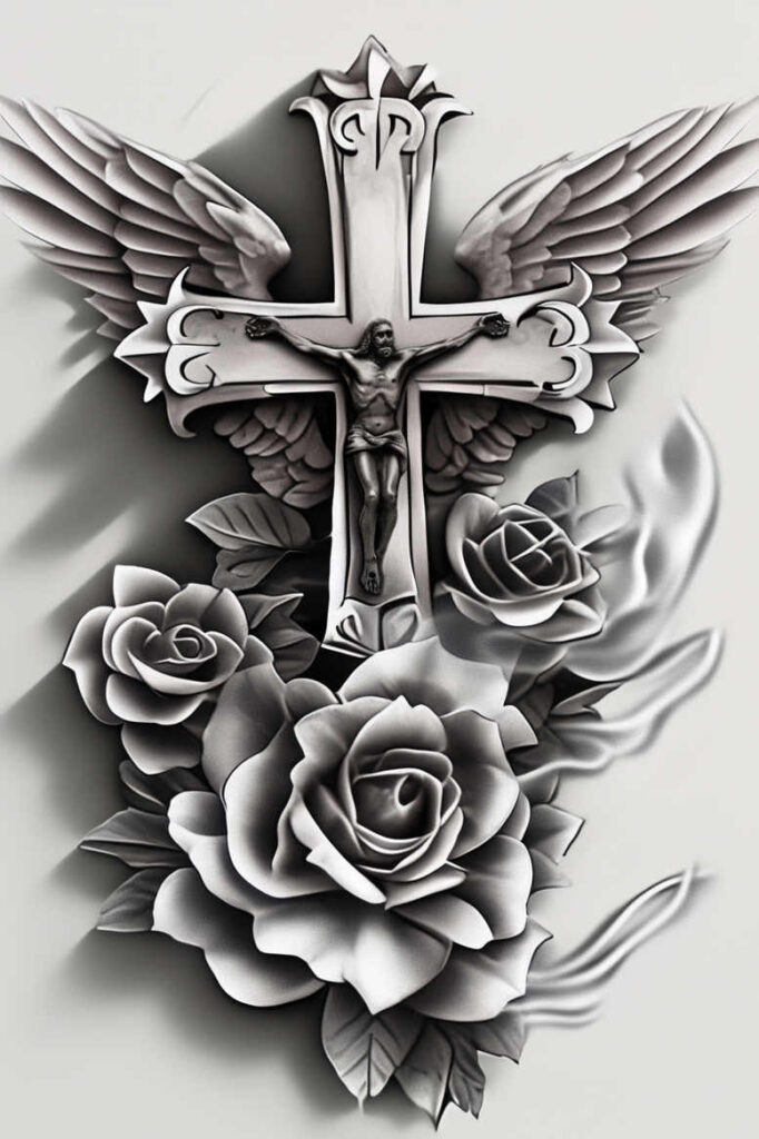 crosses tattoo design ideas mirrored effect Celtic symbolising resilience