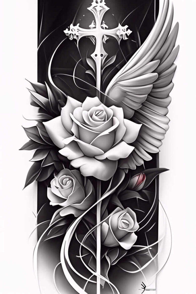 crosses tattoo design ideas realistic classic for shoulder blade